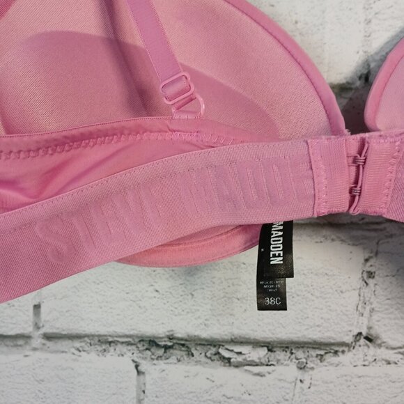 WOMENS STEVE MADDEN PINK PADDED UNDERWIRE BRA SIZE 38C - Picture 8 of 9